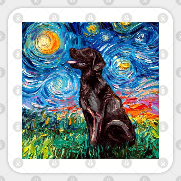 Chocolate Labrador Night Sticker by sagittariusgallery